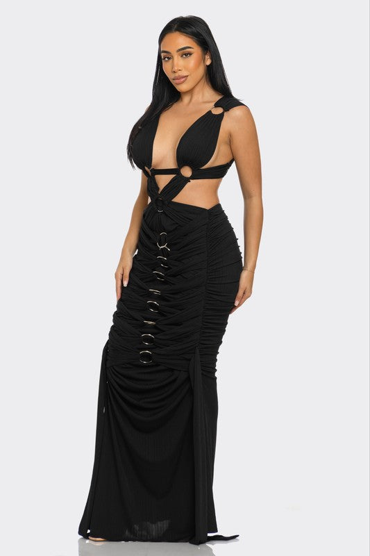 Sahara Mystique Pleated Gown See size chart under “more details”