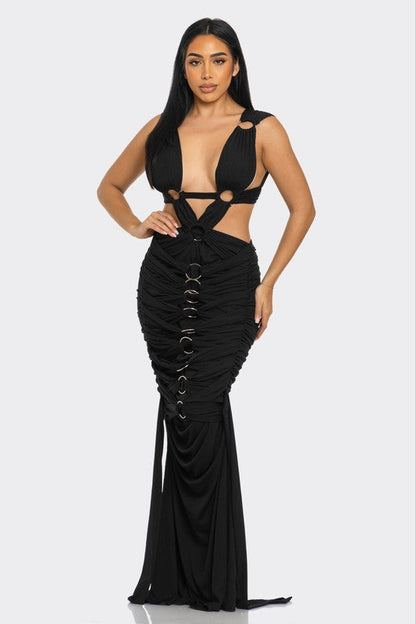 Sahara Mystique Pleated Gown See size chart under “more details”