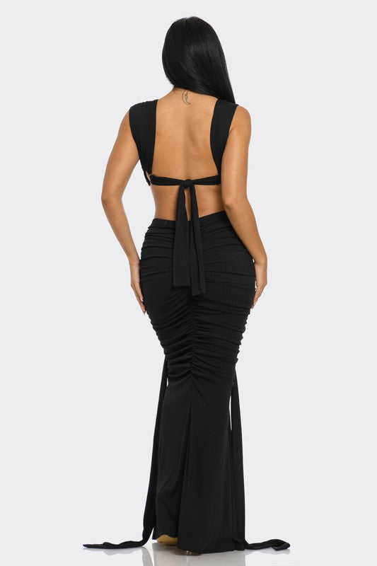 Sahara Mystique Pleated Gown See size chart under “more details”