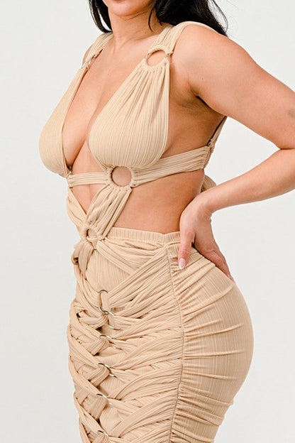 Sahara Mystique Pleated Gown See size chart under “more details”