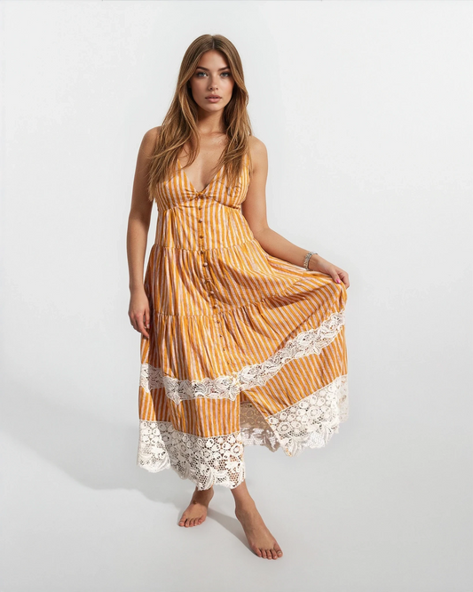 Irina Dress in Marigold Stripe