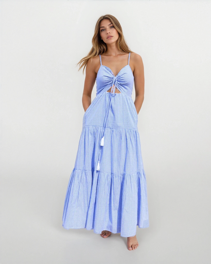 Nibi the Label Nadia Tier Dress - Blue/White Check