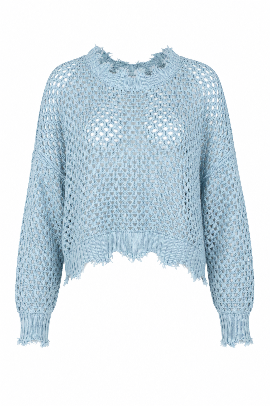 Pima Cotton Hamptons Crewneck Crochet Sweater - Cameo