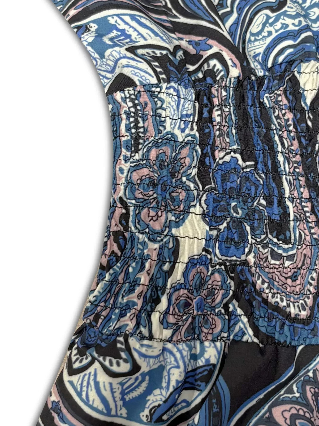Printed V-Neck Cap Sleeve Maxi Dress