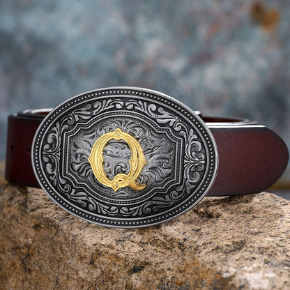Tang Grass Pattern Letter A-Z Belt Buckle Head