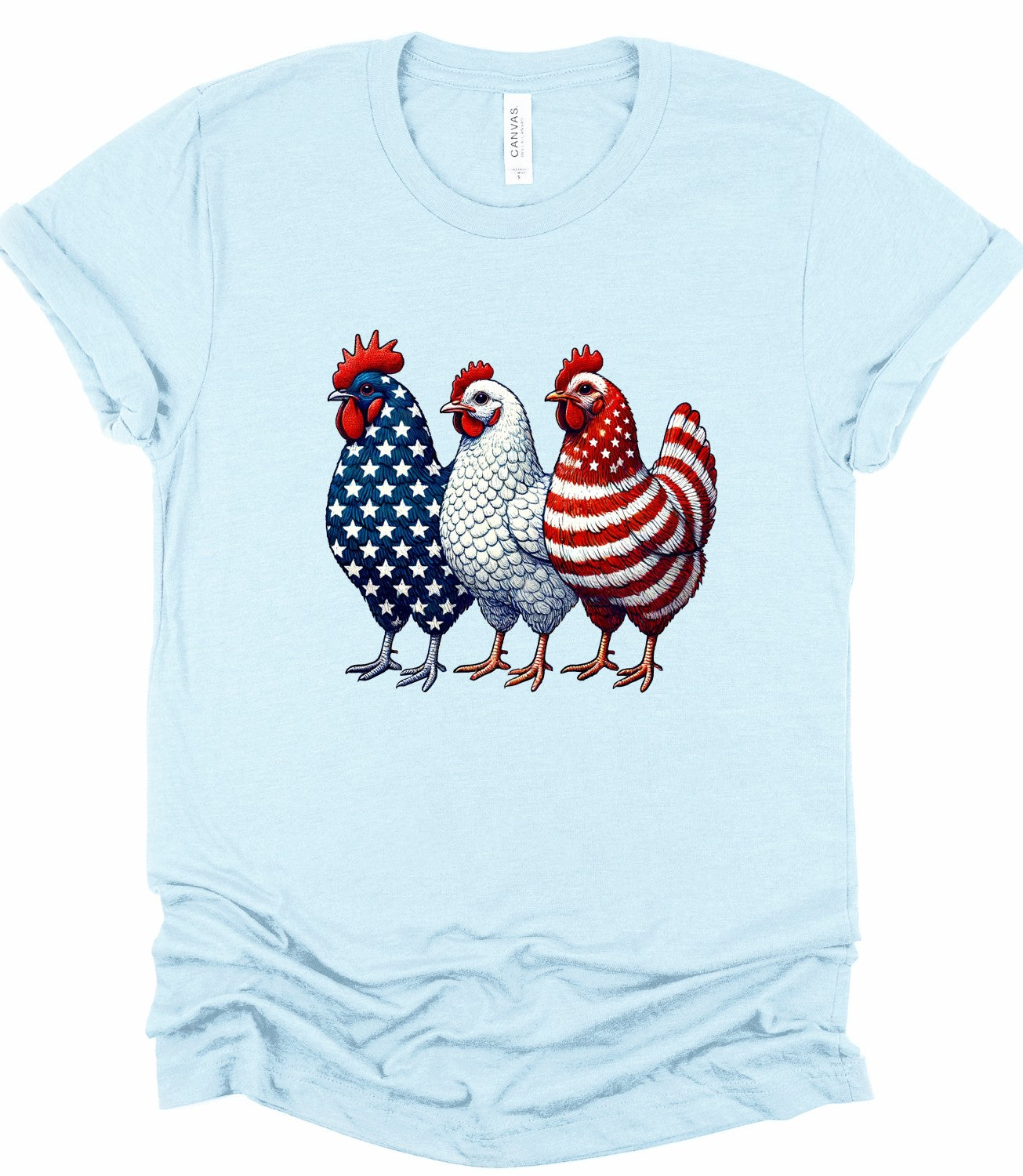 Patriotic Chickens USA Crew Neck Softstyle Tee