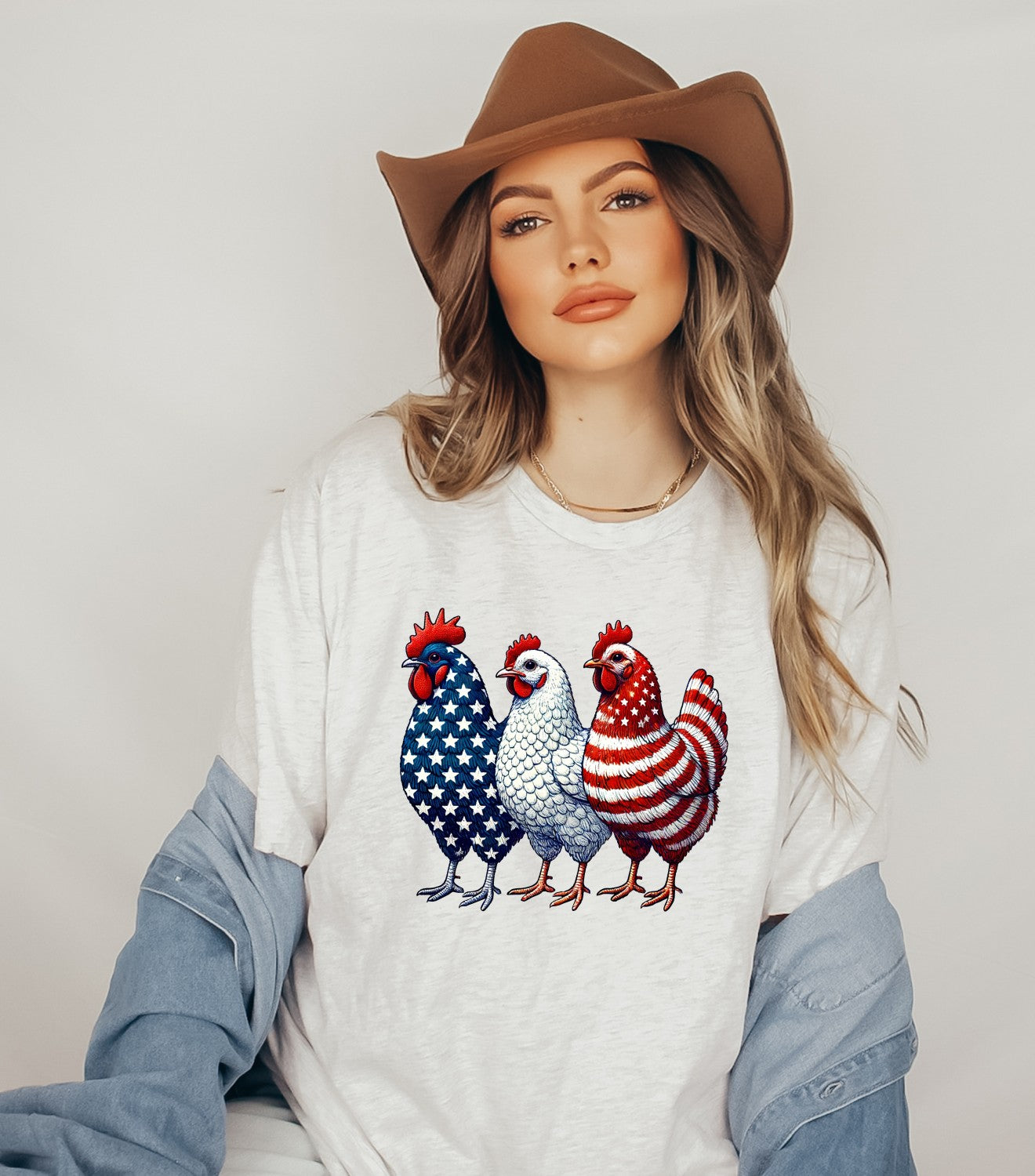 Patriotic Chickens USA Crew Neck Softstyle Tee