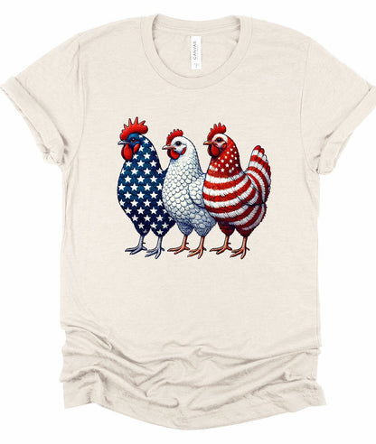 Patriotic Chickens USA Crew Neck Softstyle Tee