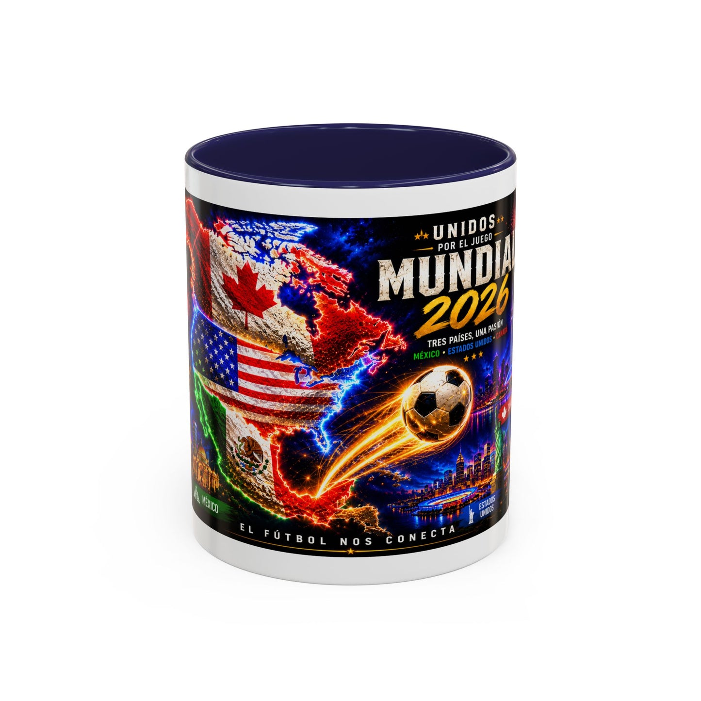 Mundial 2026 Soccer Coffee Mug – Canada/USA/Mexico World Cup Accent Mug (11/15oz)
