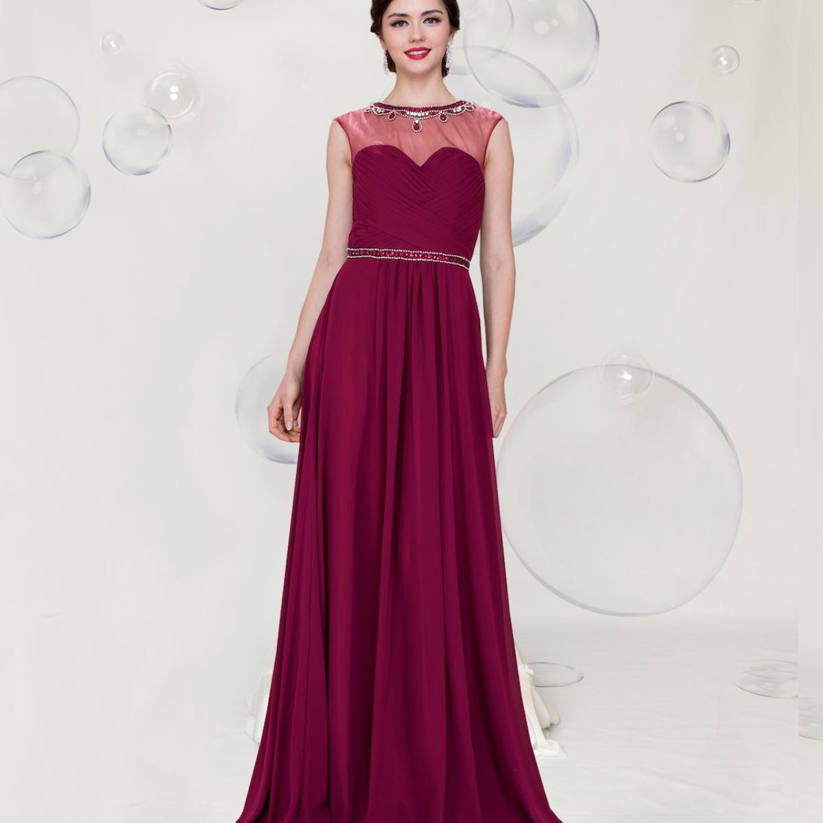 A beautiful gown, halter top with that see through peek-a-boo.