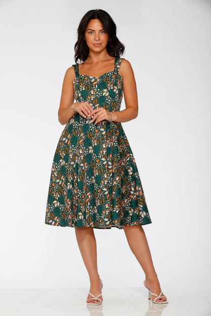24421 Olive Mushroom Swing Dress