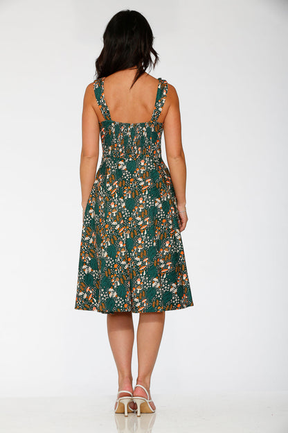24421 Olive Mushroom Swing Dress