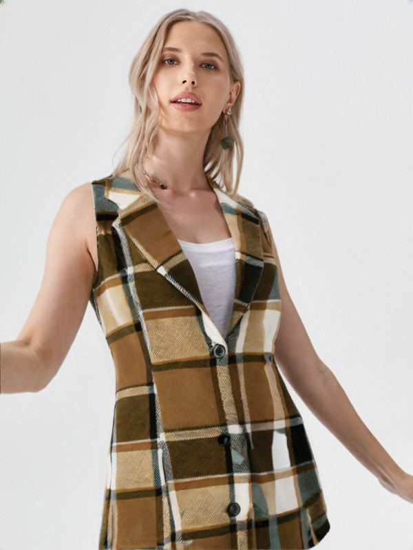 Plaid Sleeveless Vest