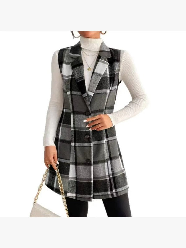 Plaid Sleeveless Vest