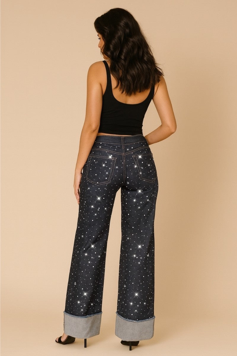 Gary Low Rise Rhinestone Jean - Rinse Wash