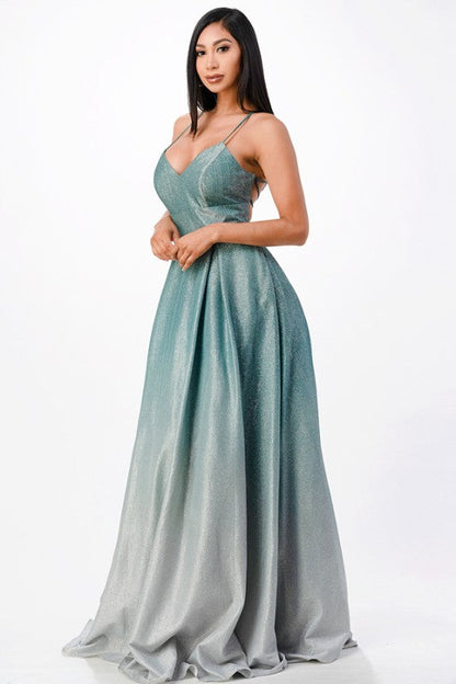 Back lace up ombré gown