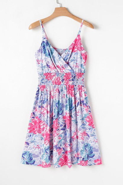 Floral Spaghetti Strap Surplice Neck Dress
