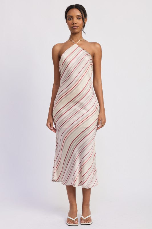 HALTER MID SATIN DRESS