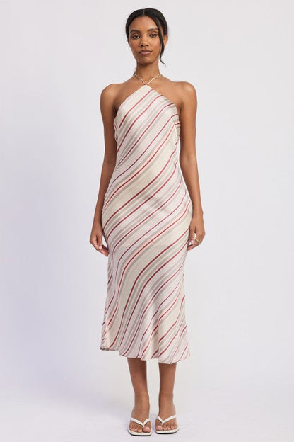 HALTER MID SATIN DRESS