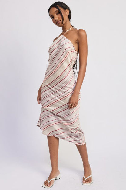 HALTER MID SATIN DRESS