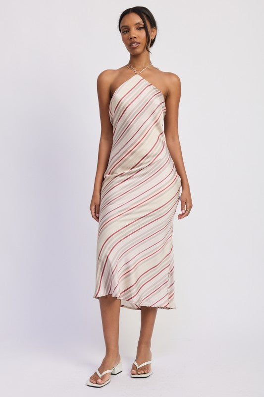 HALTER MID SATIN DRESS