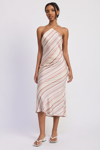 HALTER MID SATIN DRESS