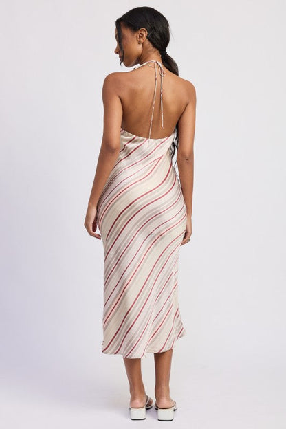 HALTER MID SATIN DRESS