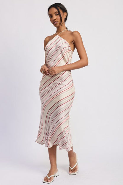 HALTER MID SATIN DRESS