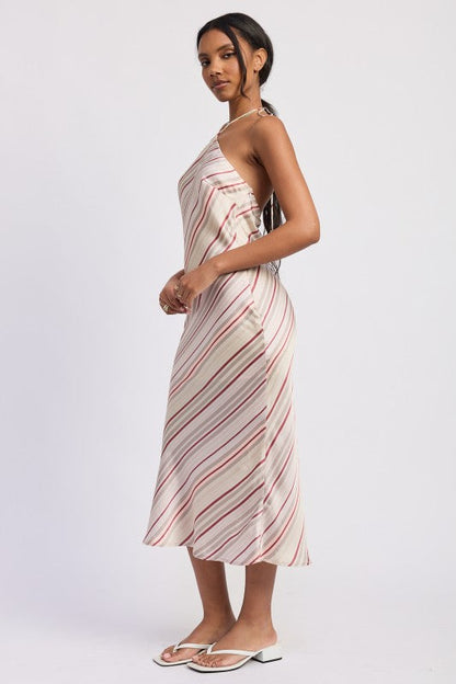HALTER MID SATIN DRESS