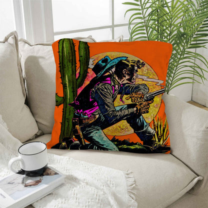 Wild West Cowboy Throw Pillow Case Made in America