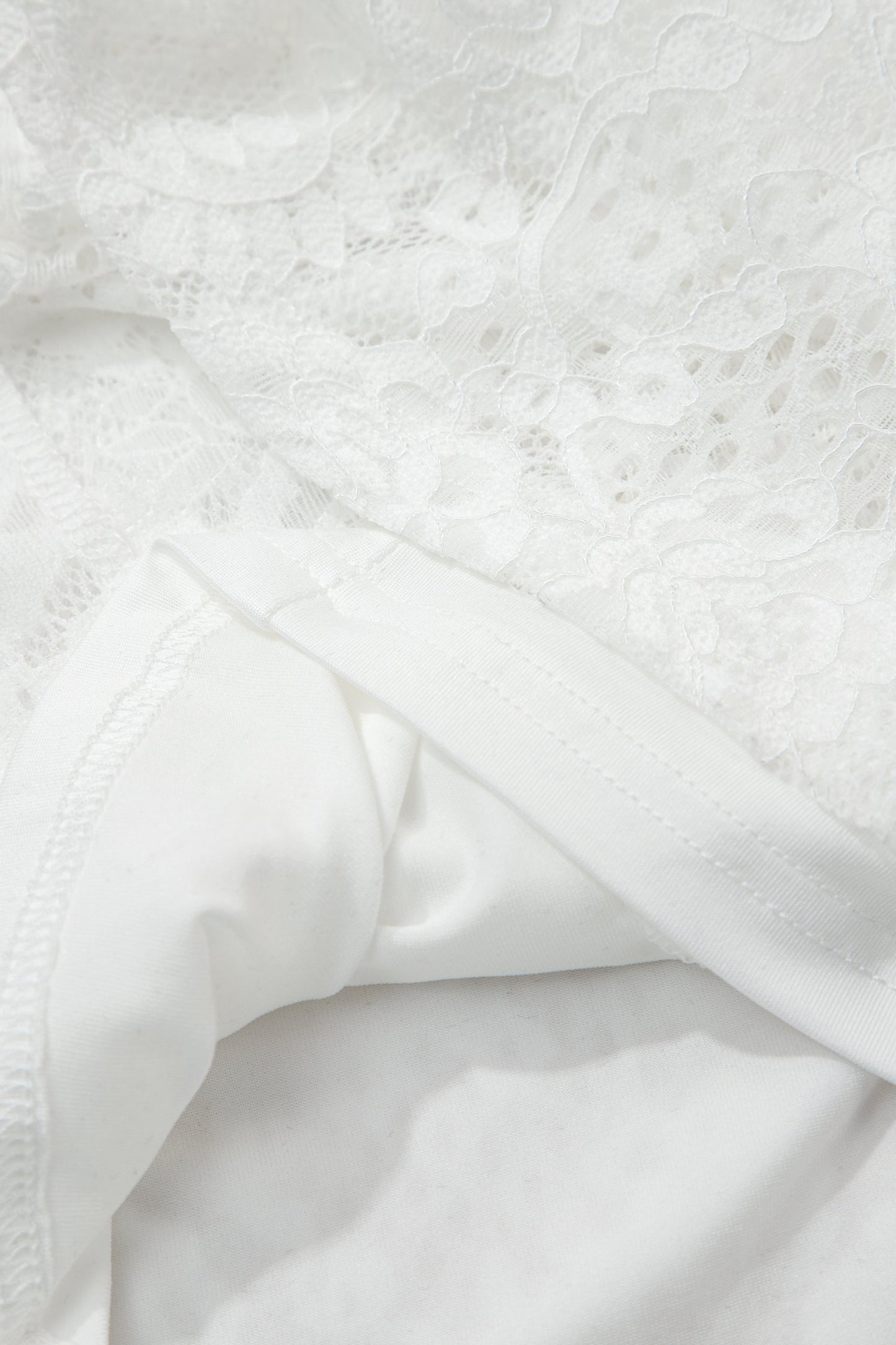 White Tie Spaghetti Straps Floral Lace Overlay Long Dress