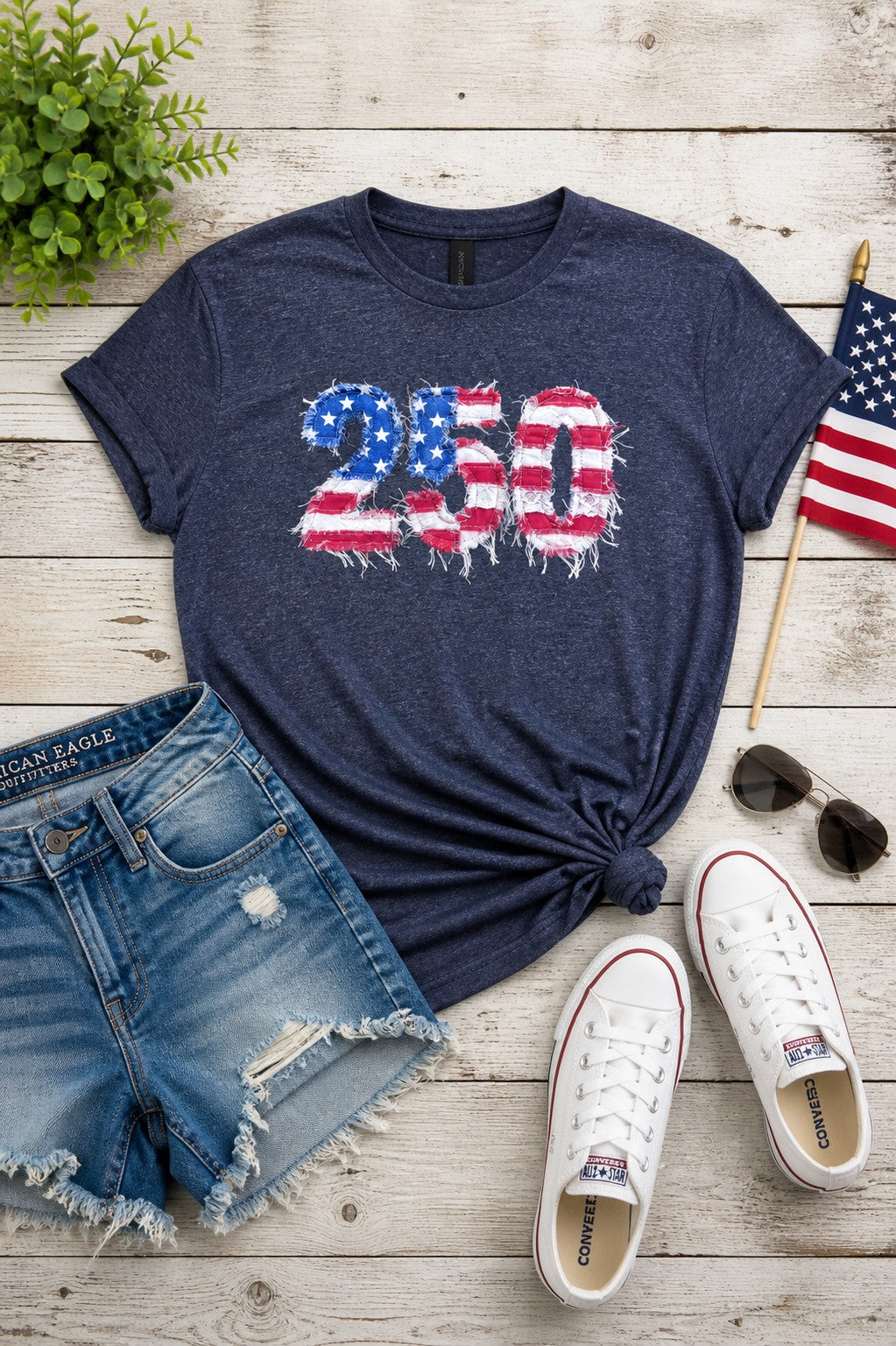 250 Years Faux Patchwork Gildan Tee