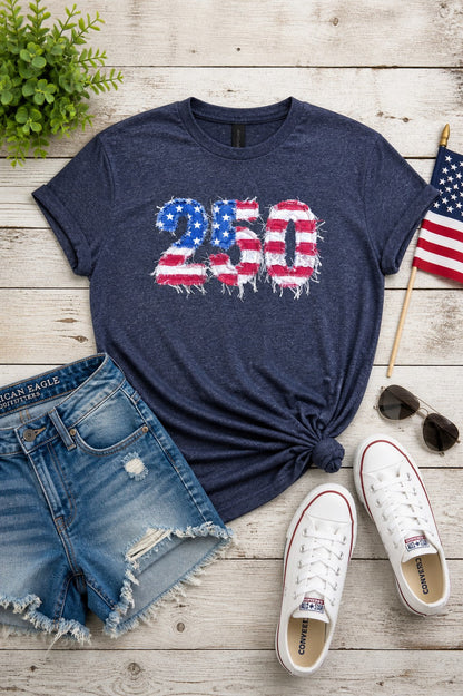 250 Years Faux Patchwork Gildan Tee