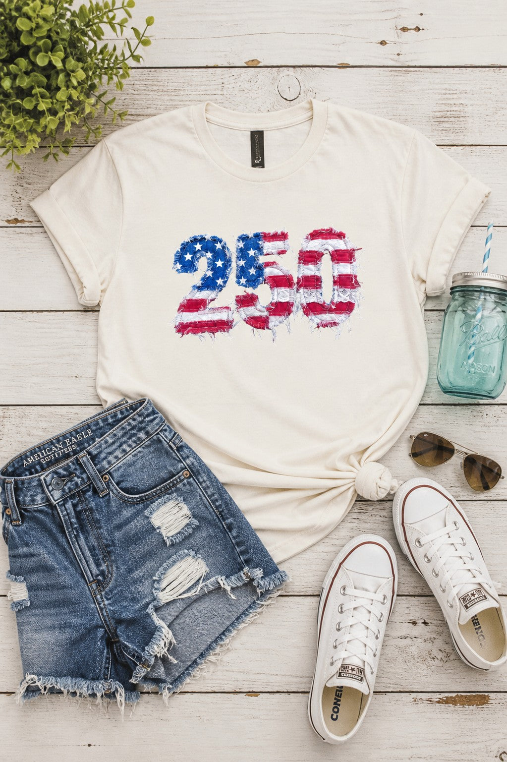 250 Years Faux Patchwork Gildan Tee