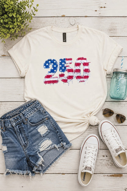 250 Years Faux Patchwork Gildan Tee