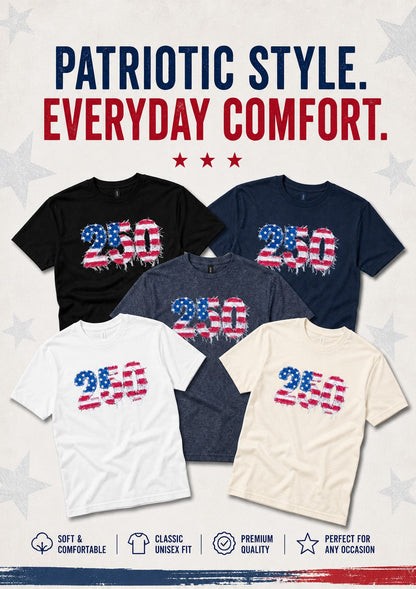 250 Years Faux Patchwork Gildan Tee