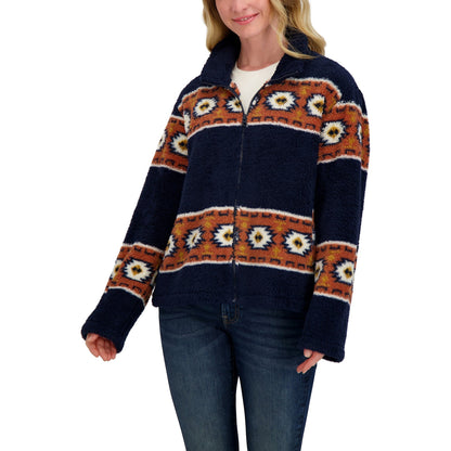 [7WP3043-400] WOMENS LUCKY BRAND SHERPA JACKET - NAVY MULTI