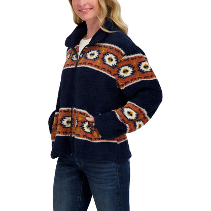 [7WP3043-400] WOMENS LUCKY BRAND SHERPA JACKET - NAVY MULTI