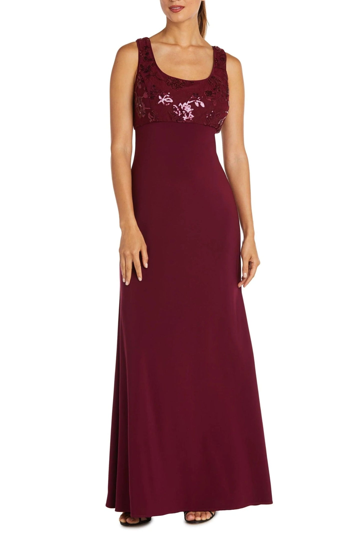 R&M Richards Scoop Neck Sleeveless Dress with Sequin Mesh Lace Jacket