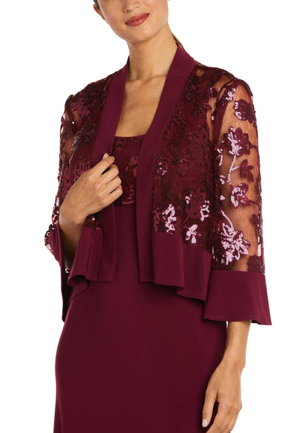 R&M Richards Scoop Neck Sleeveless Dress with Sequin Mesh Lace Jacket