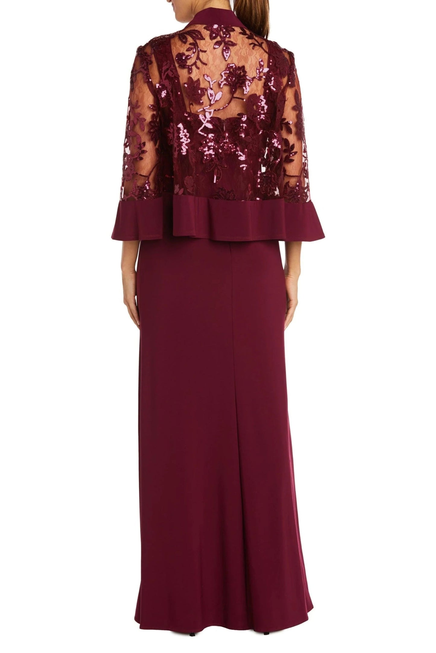 R&M Richards Scoop Neck Sleeveless Dress with Sequin Mesh Lace Jacket