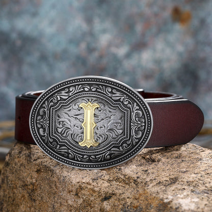 Tang Grass Pattern Letter A-Z Belt Buckle Head