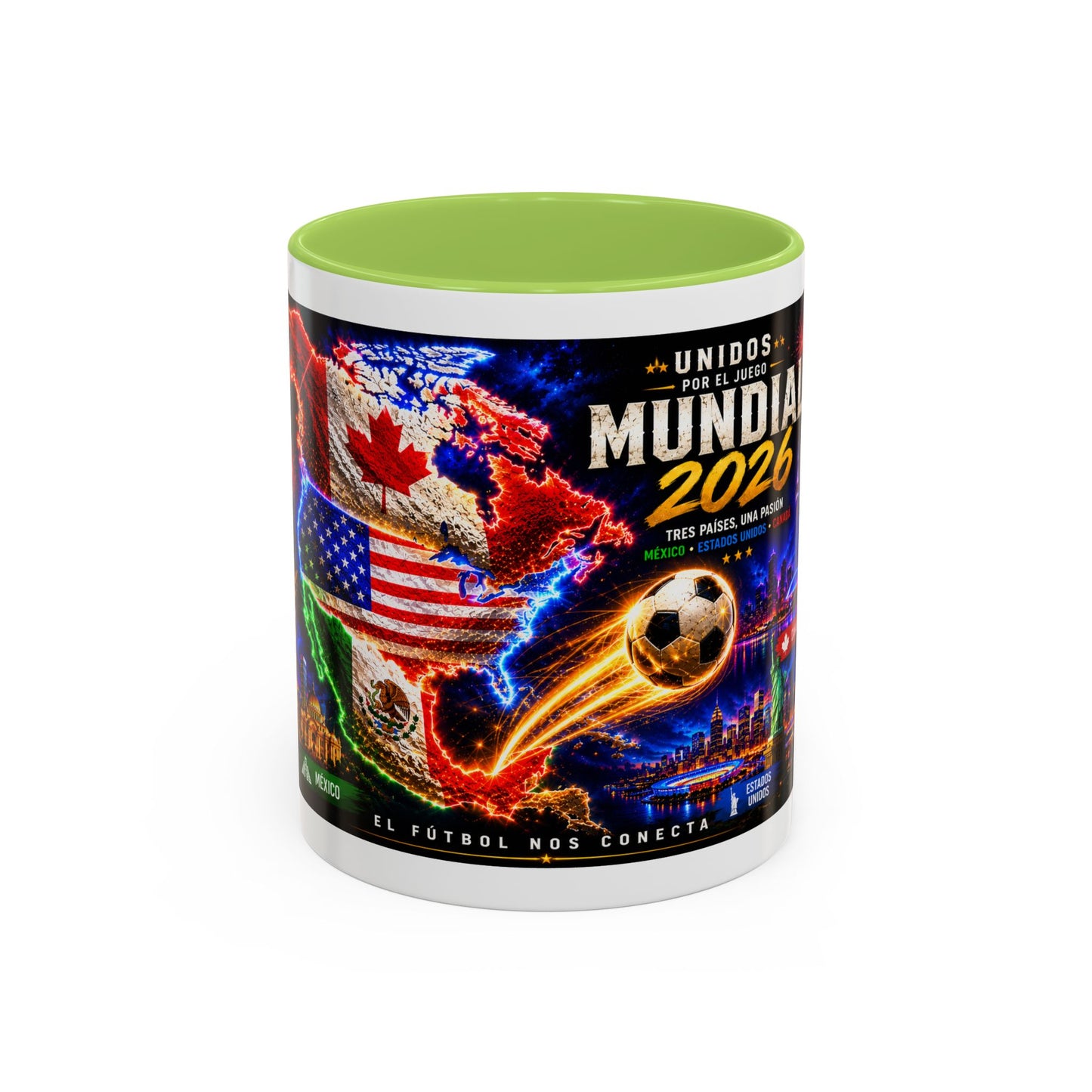 Mundial 2026 Soccer Coffee Mug – Canada/USA/Mexico World Cup Accent Mug (11/15oz)