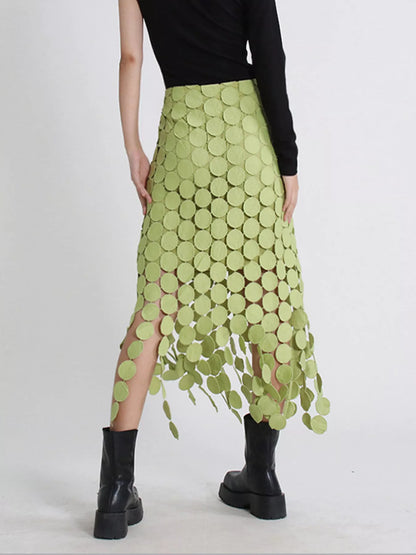 Fringe Midi Skirt See size chart under “more details”