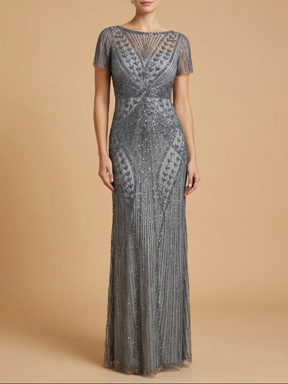 Lara 28856 - Beaded Flutter Sleeve Gown