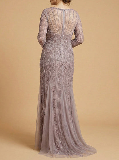 Lara High Neck Beaded Gown