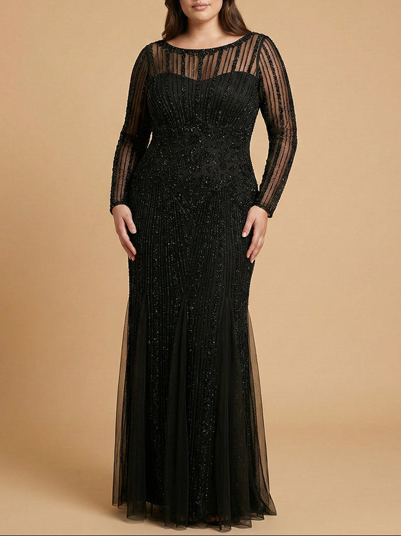 Lara High Neck Beaded Gown