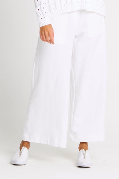 French Terry Flooded Pants - White