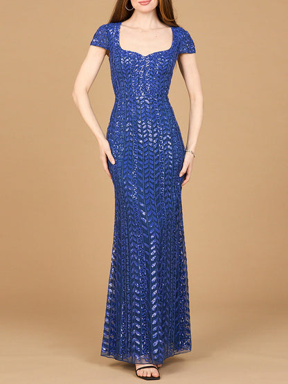 Beaded Gown with Glamourous Cap Sleeves