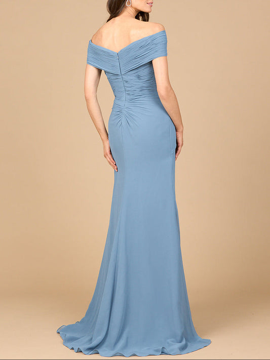 Off Shoulder Elegant Chiffon Gown